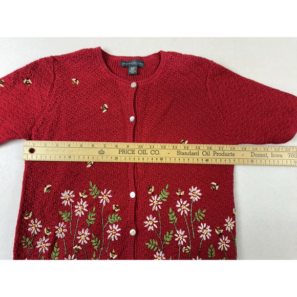 Northern Isles Bees Flowers Knit Cardigan Women’s S Grannycore Boho Romantic VTG - Picture 8 of 12